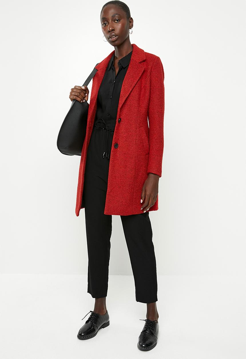 ONLY - Beatrice long wool coat - red 