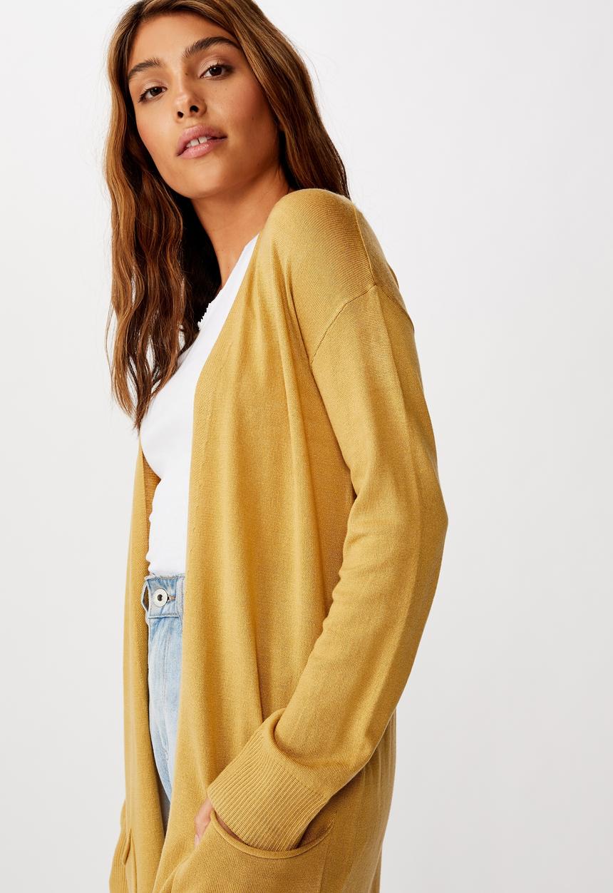 Cotton On - Francie lightweight longline cardi - yellow
