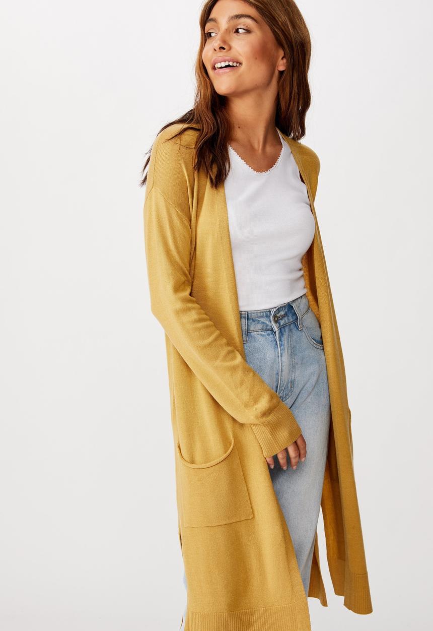 Cotton On - Francie lightweight longline cardi - yellow