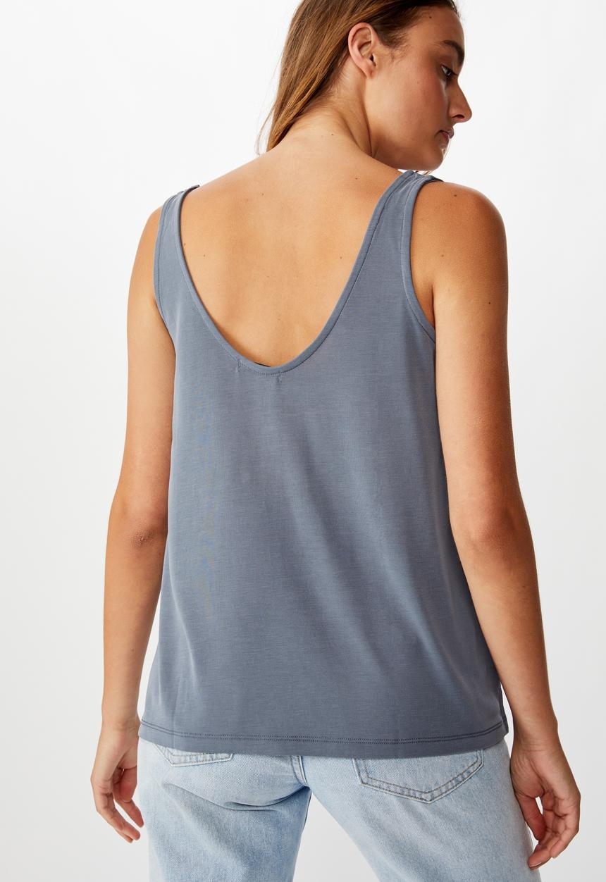 Cotton On - Tia scooped high low tank top - grey