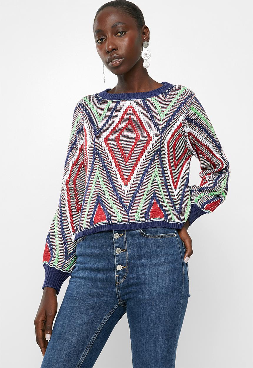 ONLY - Hortensia long sleeve  pullover knit - multi 
