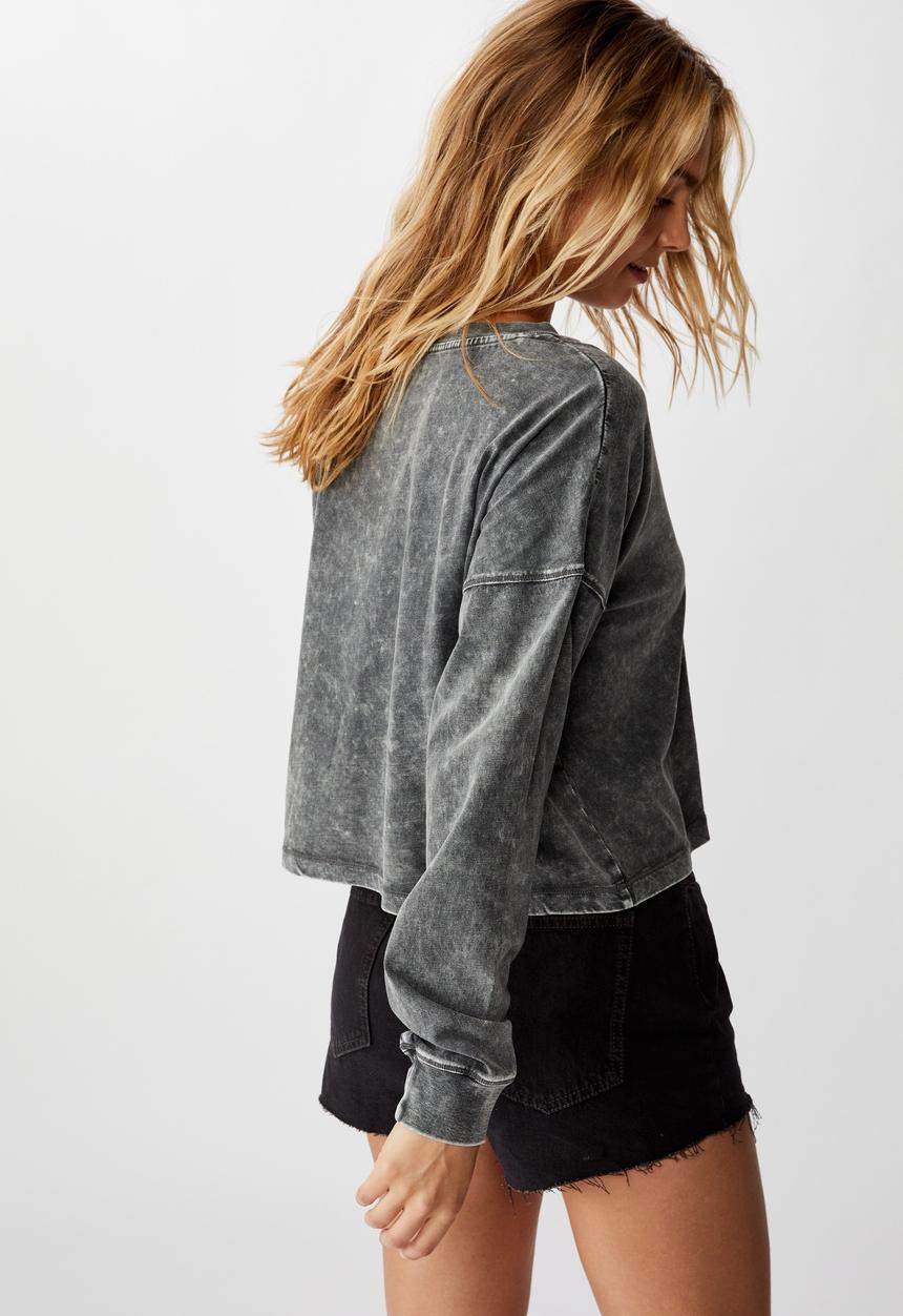 Cotton On - Harris crew neck long sleeve top - charcoal
