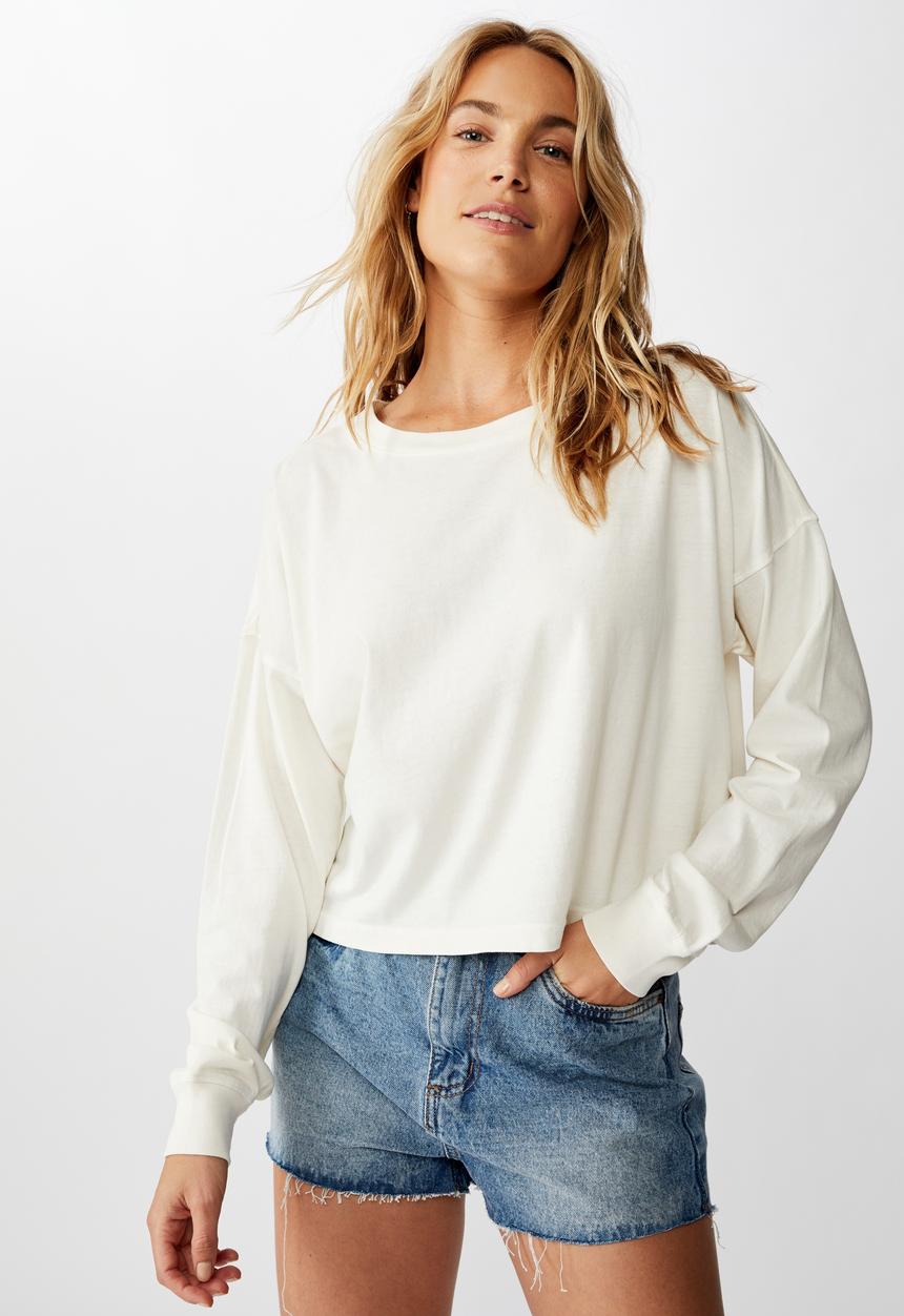 Cotton On - Harris crew neck long sleeve top - cream 