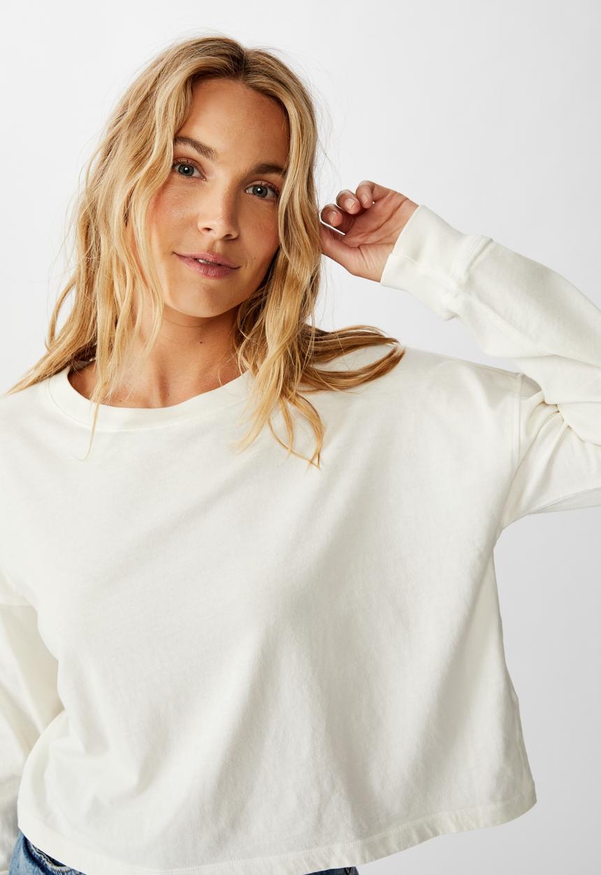 Cotton On - Harris crew neck long sleeve top - cream 