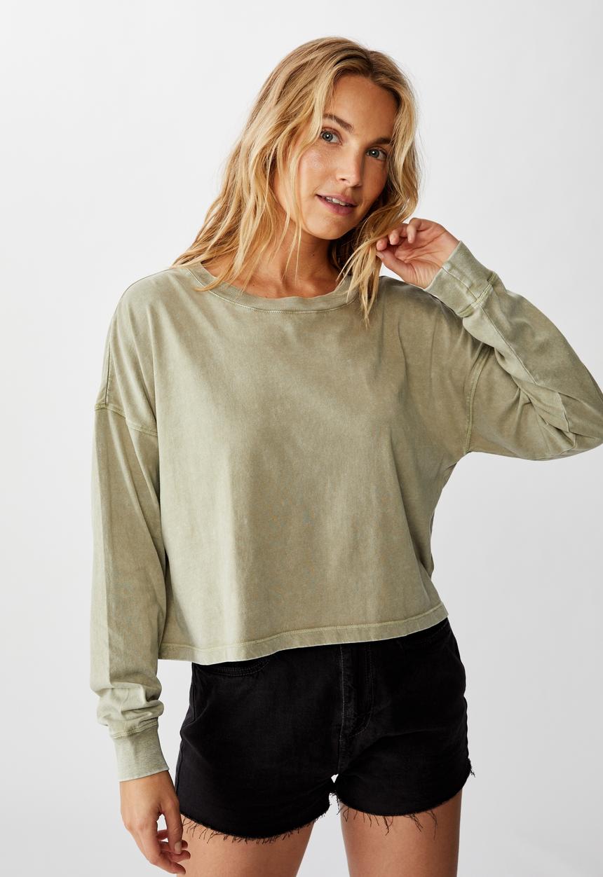 Cotton On - Harris crew neck long sleeve top - green 