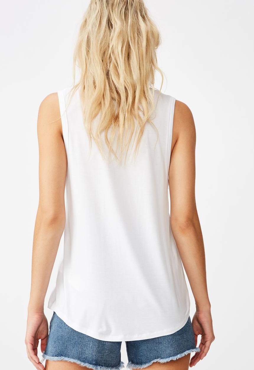 Cotton On - Tbar parker graphic tank top botanicals - white