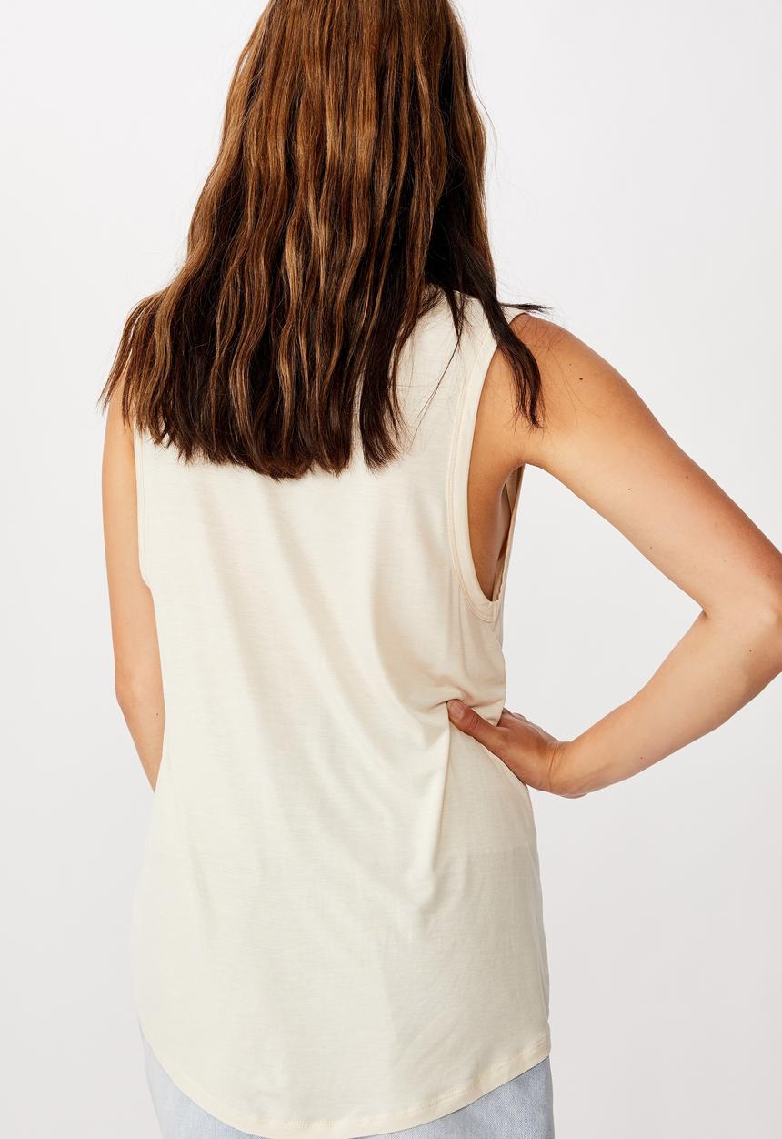 Cotton On - Tbar parker graphic tank top botanicals - beige