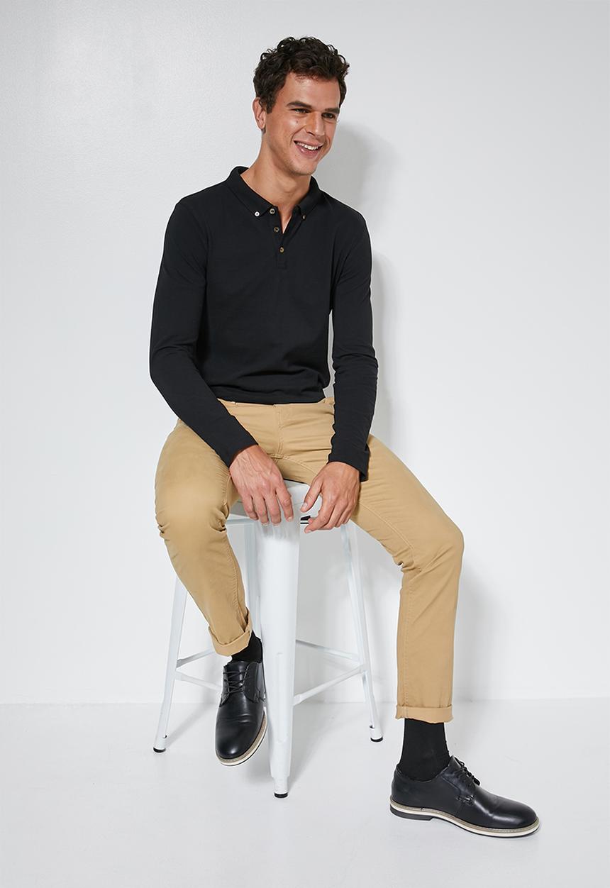 Superbalist - Pique slim fit golfer - black