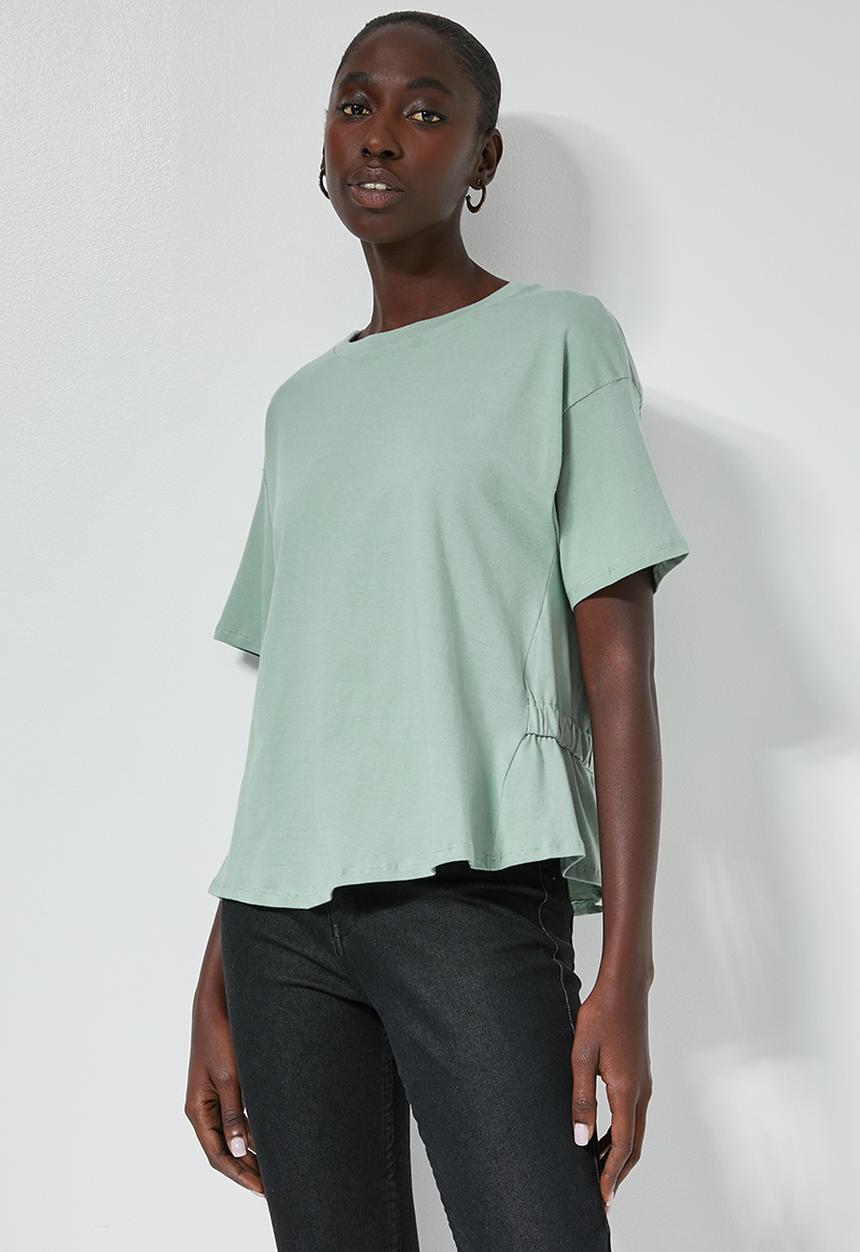 Superbalist - Plain peplum tee - green