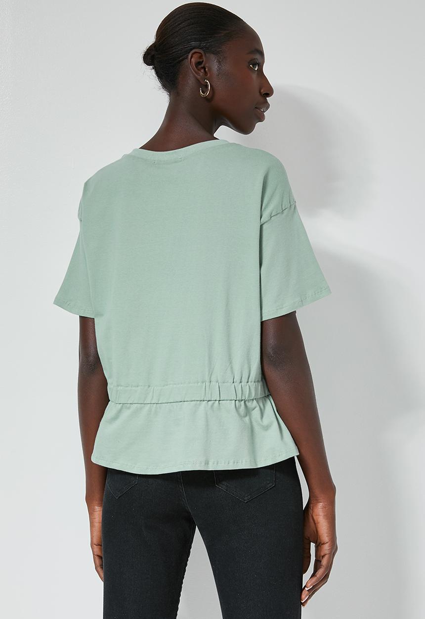 Superbalist - Plain peplum tee - green