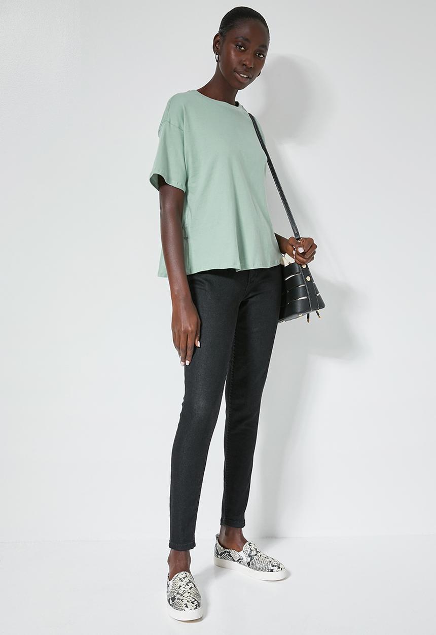 Superbalist - Plain peplum tee - green