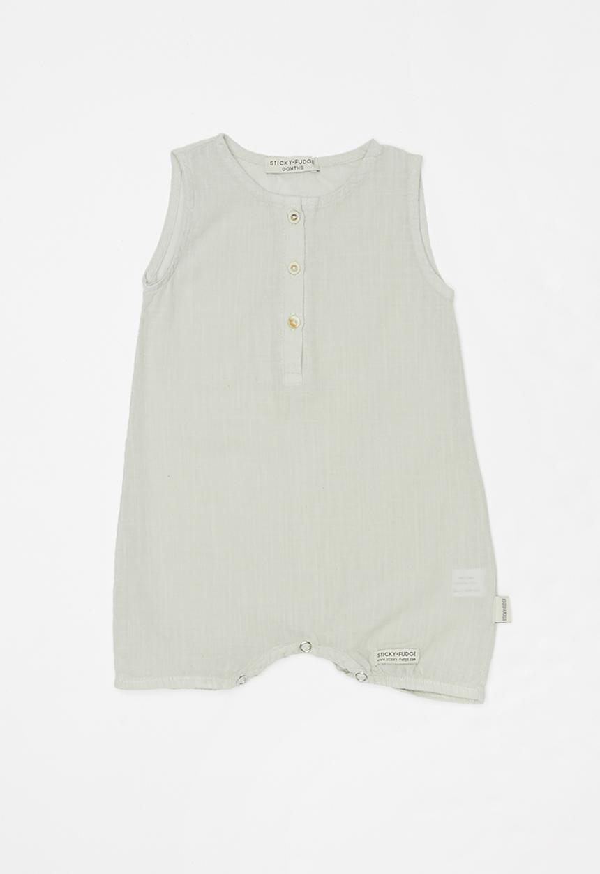 Sticky Fudge - Denim sleeveless romper - green 