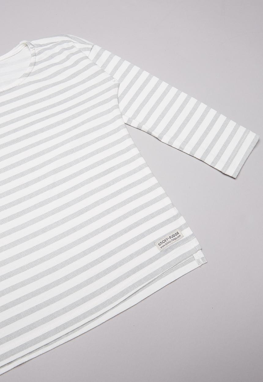 Sticky Fudge - Stripe long sleeve top - grey & white 
