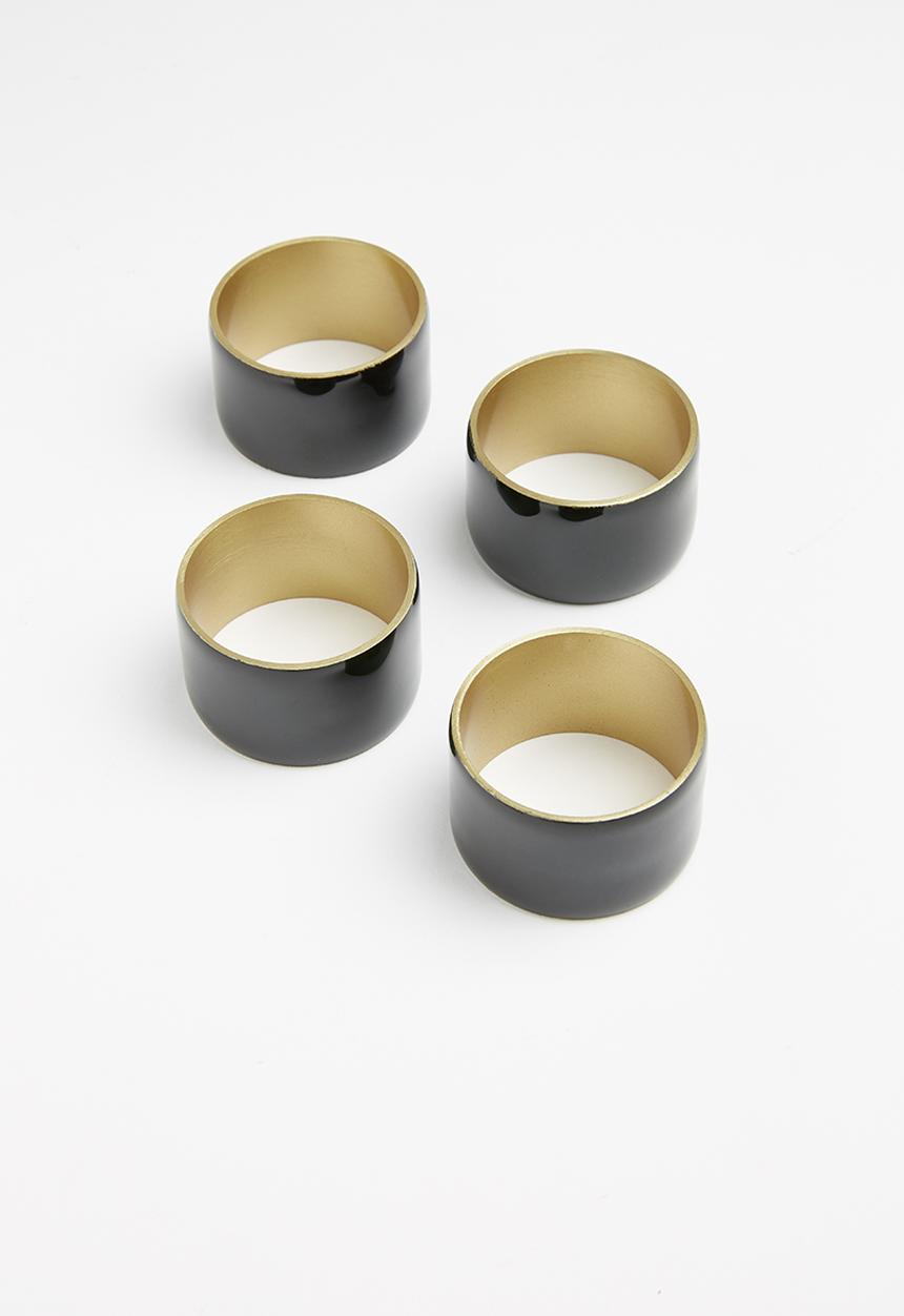 Sixth Floor - Ella napkin ring set of 4 - black