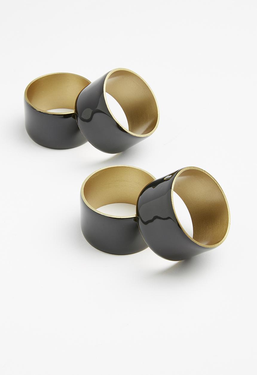 Sixth Floor - Ella napkin ring set of 4 - black