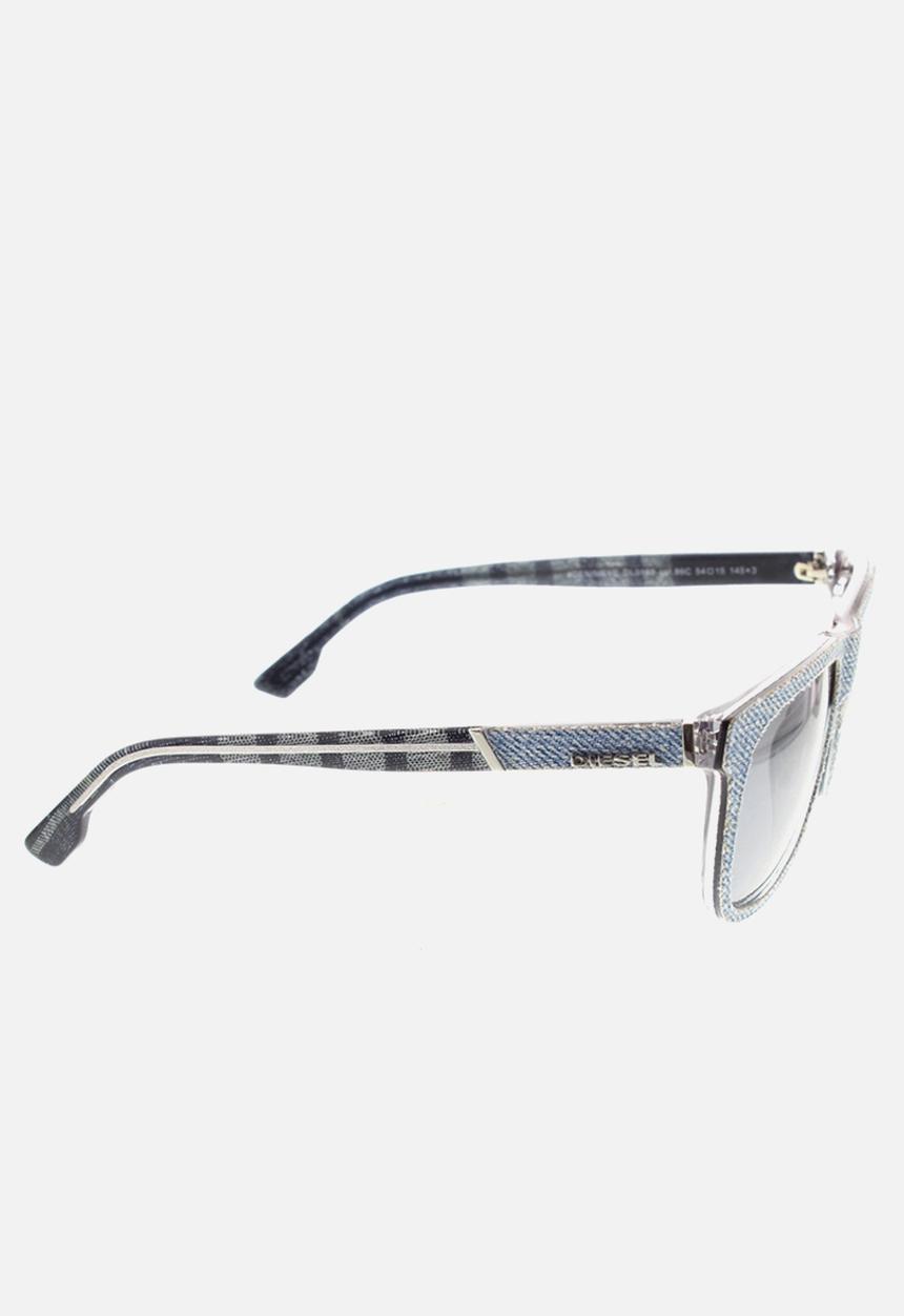 Diesel  - Blue denim/crystal frame with dark grey mirror lenses - blue