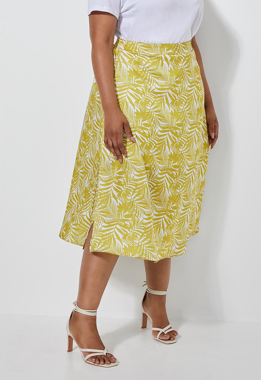 Superbalist - Slit detail slip skirt - yellow & white 