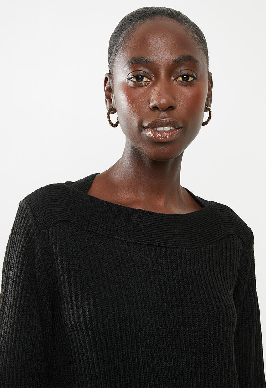 Jacqueline de Yong - Tonic long sleeve boatneck pullover knit - black 