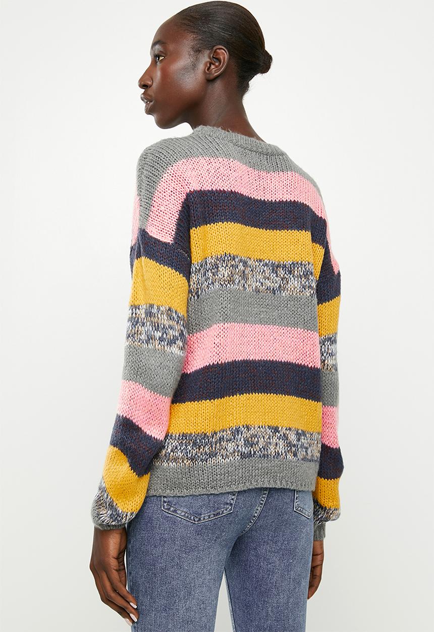 Jacqueline de Yong - Iris long sleeve stripe pullover knit - multi 