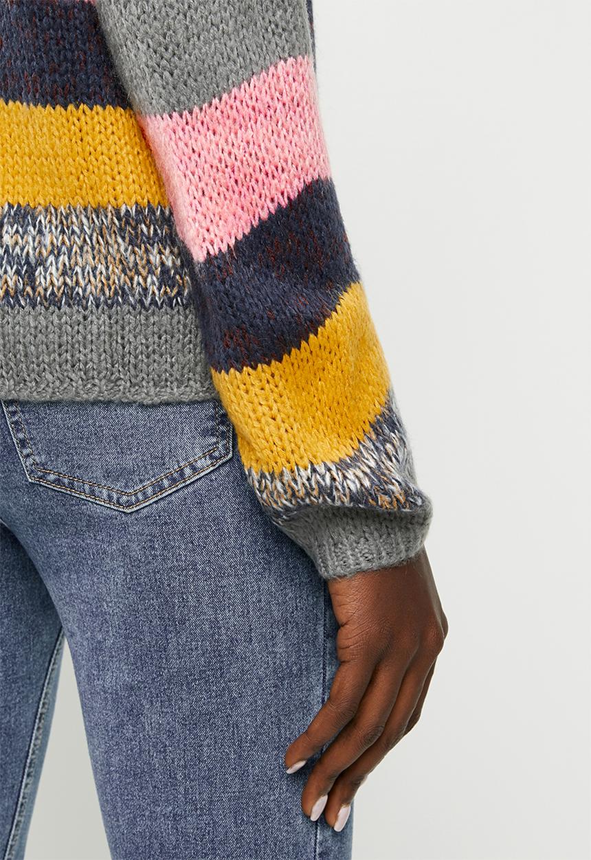 Jacqueline de Yong - Iris long sleeve stripe pullover knit - multi 