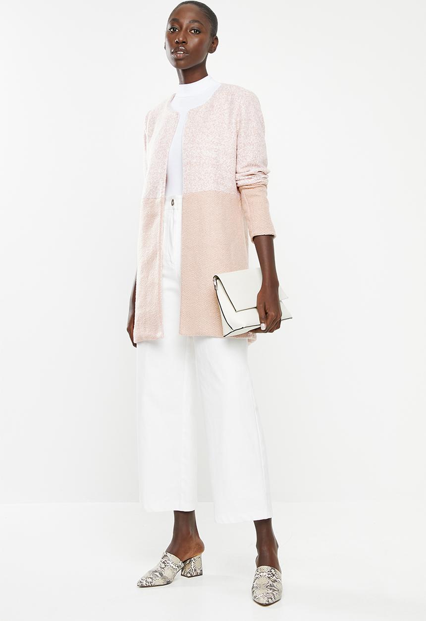 ONLY - Once block stripe coatigan - pink 