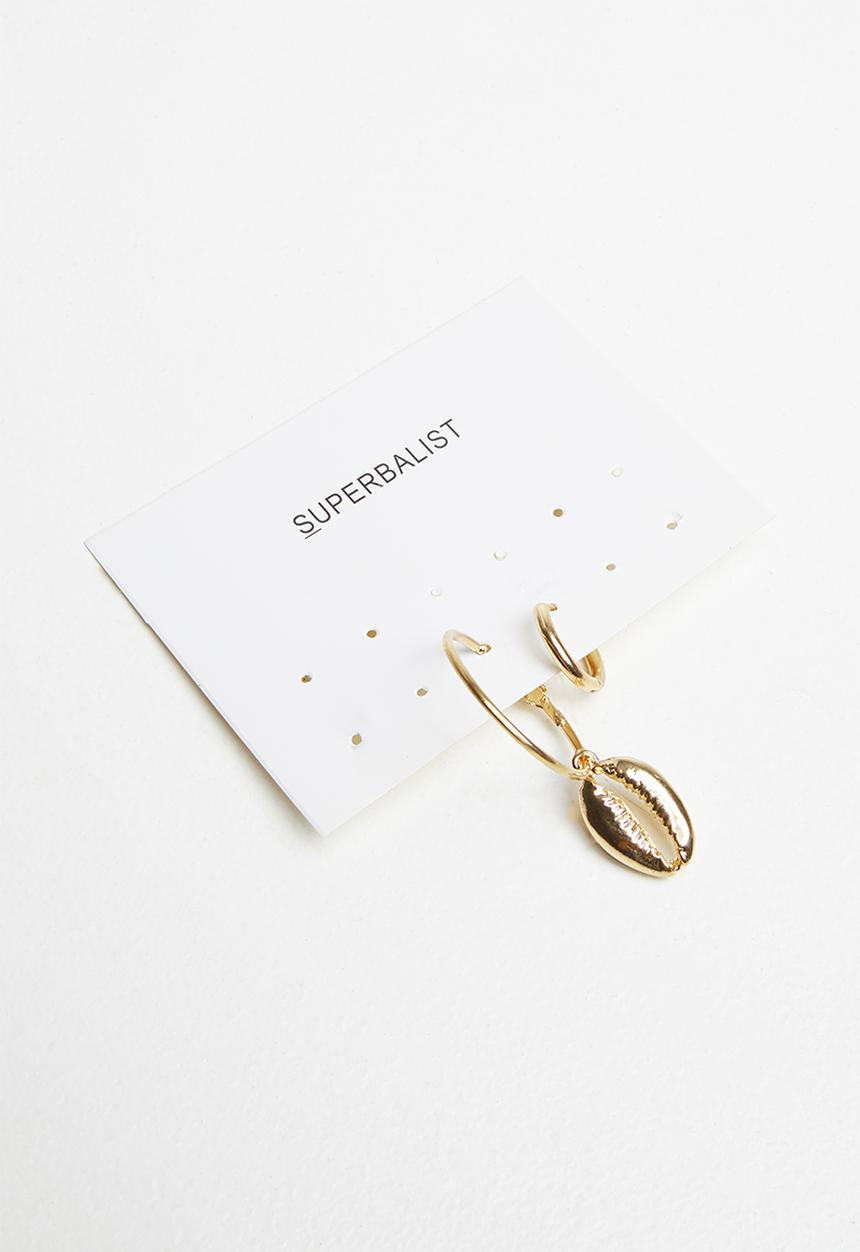 Superbalist - Cowrie shell hoop earrings - gold