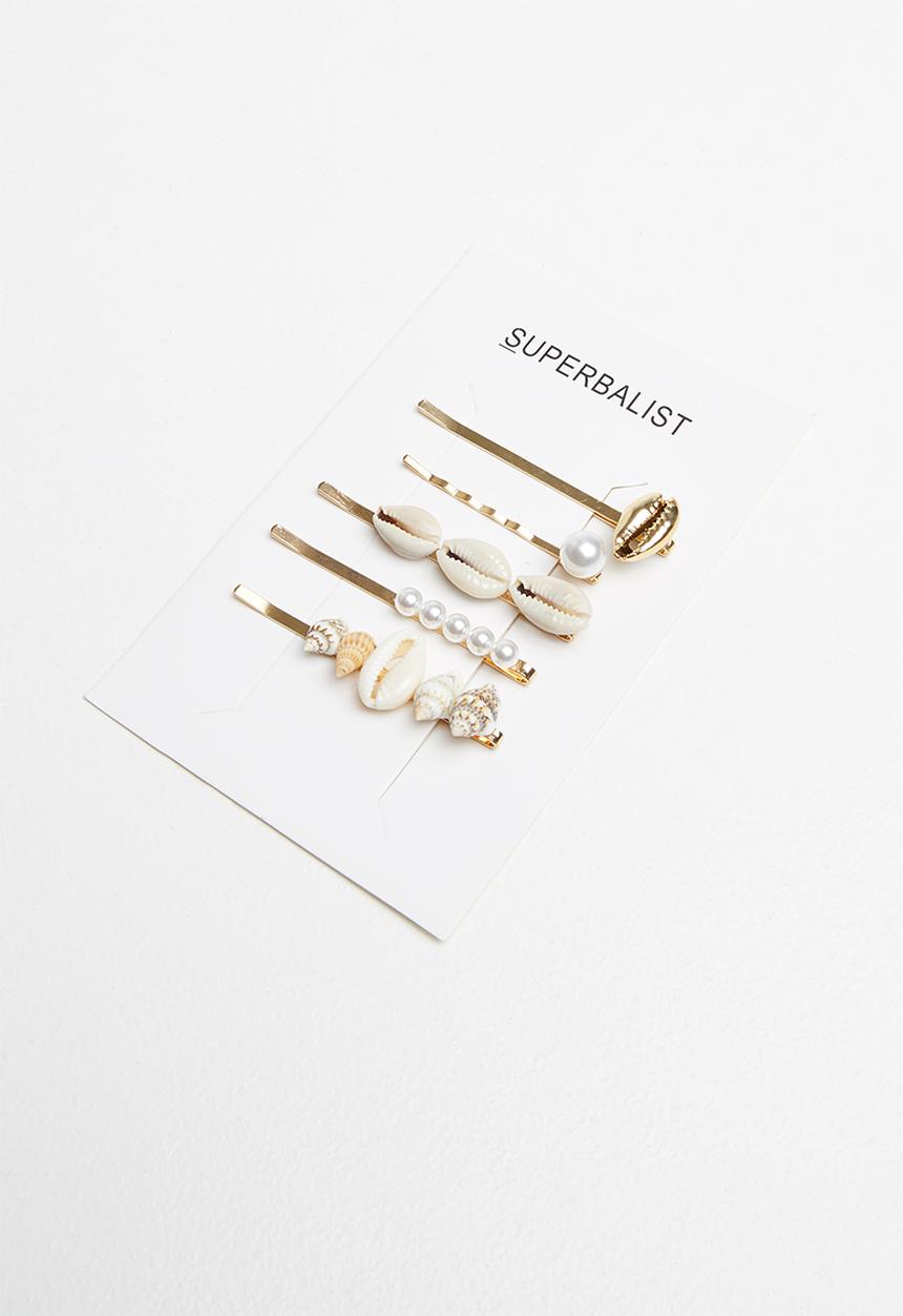 Superbalist - Cowrie shell hair slide set - gold