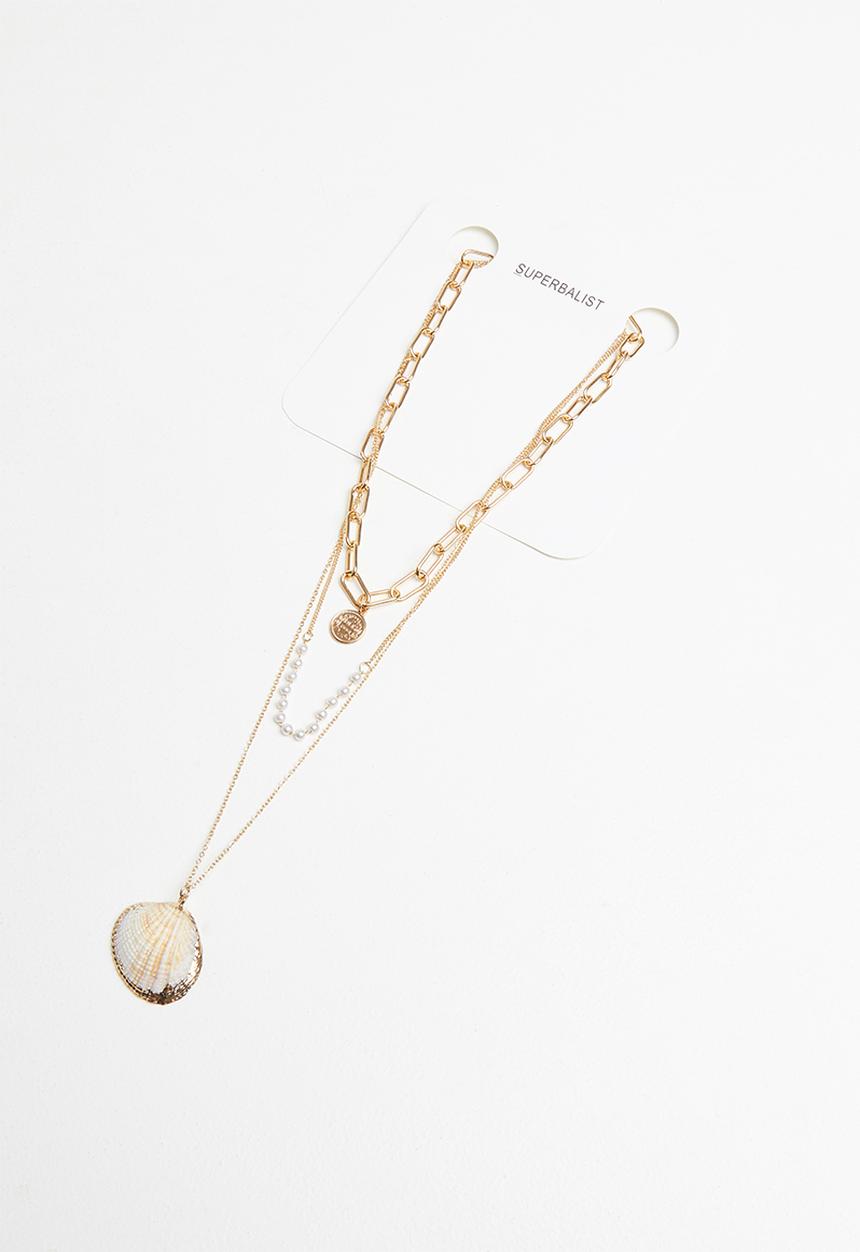 Superbalist - Layered shell pendant necklace - gold