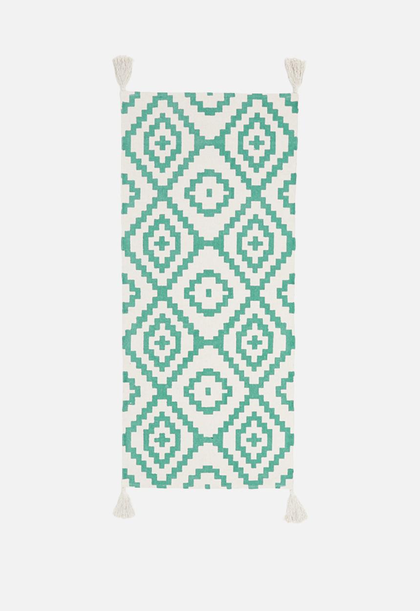 Sixth Floor - Tribal printed runner - teal blue