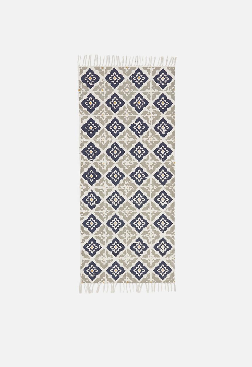 Sixth Floor - Moroccan printed runner - grey & yellow