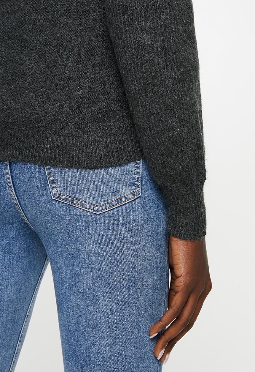 Jacqueline de Yong - Cora long sleeve Hi-neck pullover knit - grey