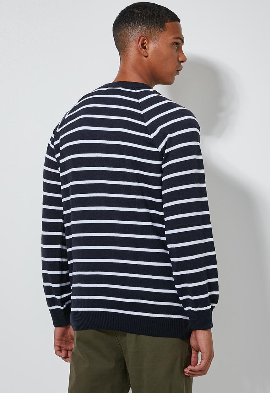 Superbalist - Nautical stripe crew neck knit - navy & white