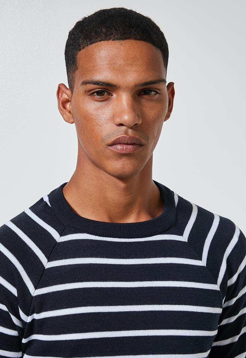 Superbalist - Nautical stripe crew neck knit - navy & white