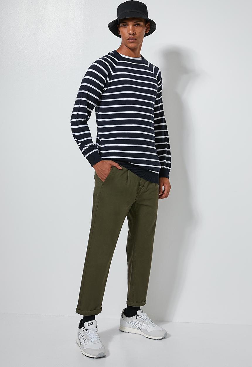 Superbalist - Nautical stripe crew neck knit - navy & white