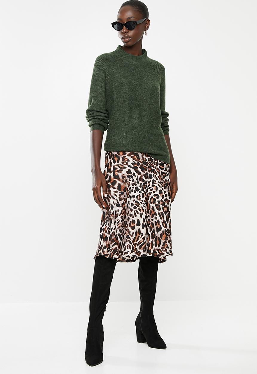 Jacqueline de Yong - Cora long sleeve Hi-neck pullover knit - green
