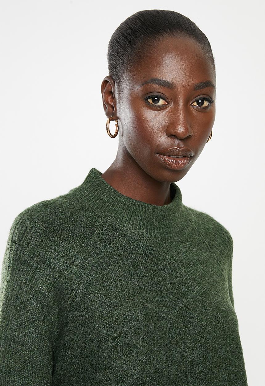Jacqueline de Yong - Cora long sleeve Hi-neck pullover knit - green