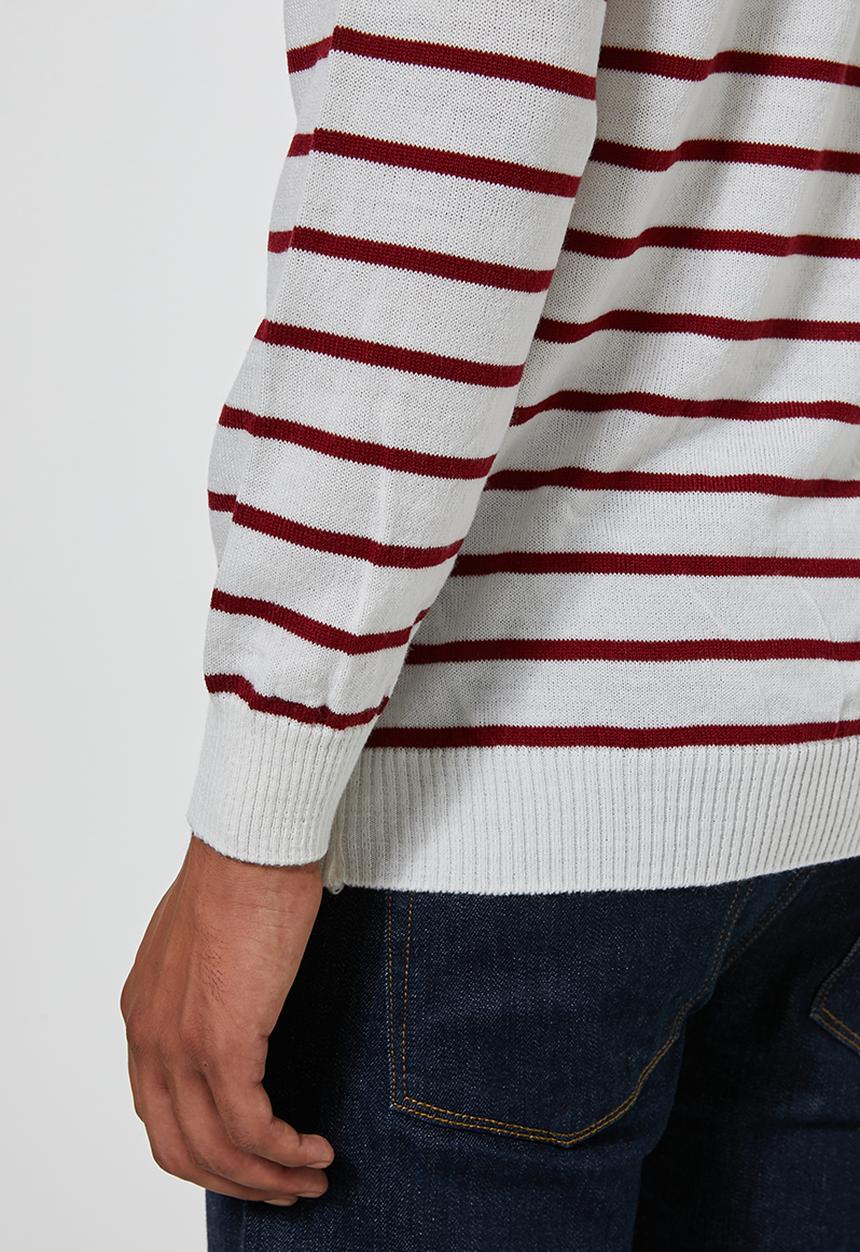 Superbalist - Nautical stripe crew neck knit - white & red