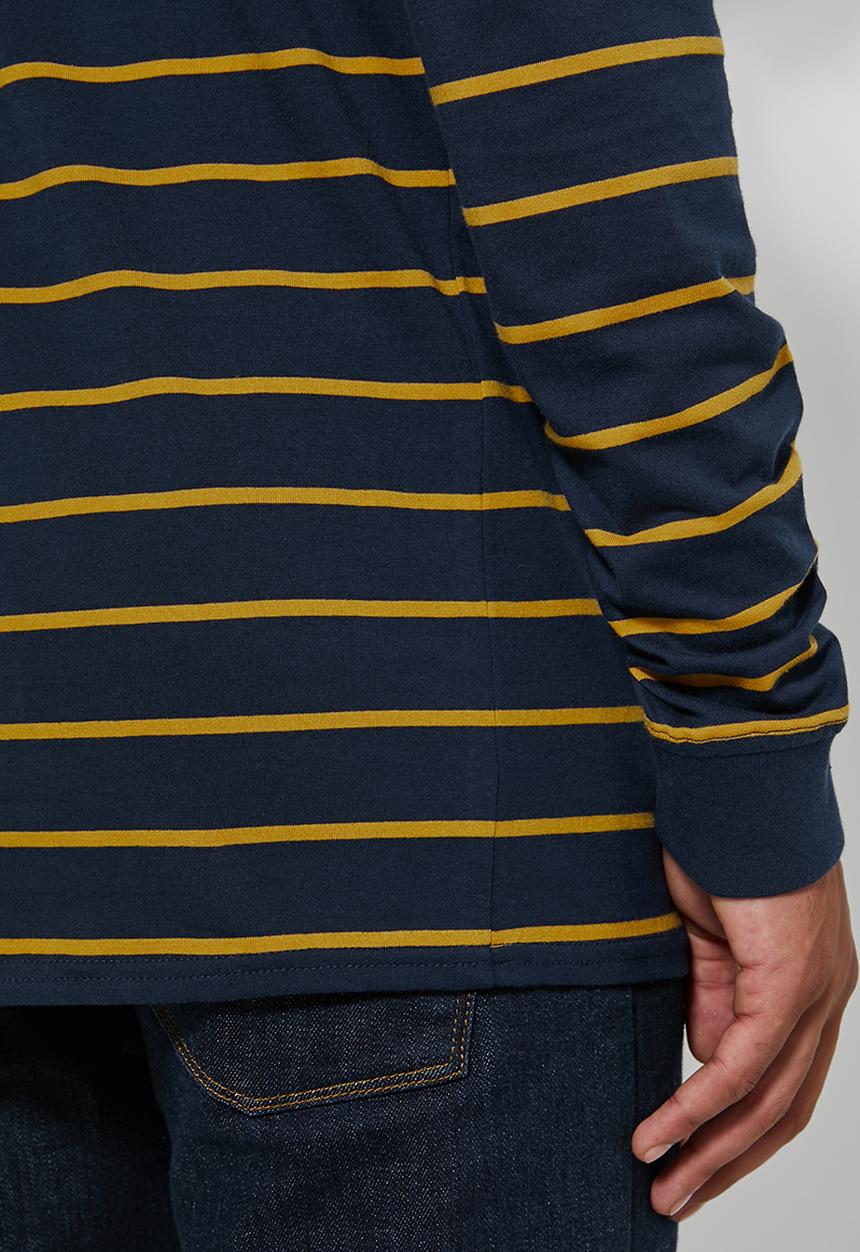 Superbalist - Stripe crew neck tee  - navy & yellow 