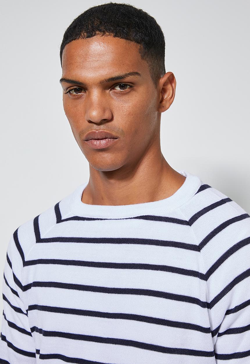 Superbalist - Nautical stripe crew neck knit - navy & white