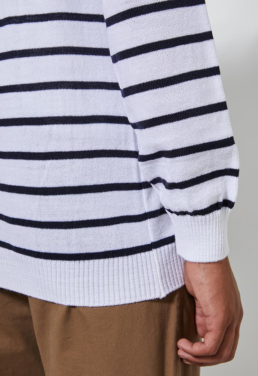 Superbalist - Nautical stripe crew neck knit - navy & white