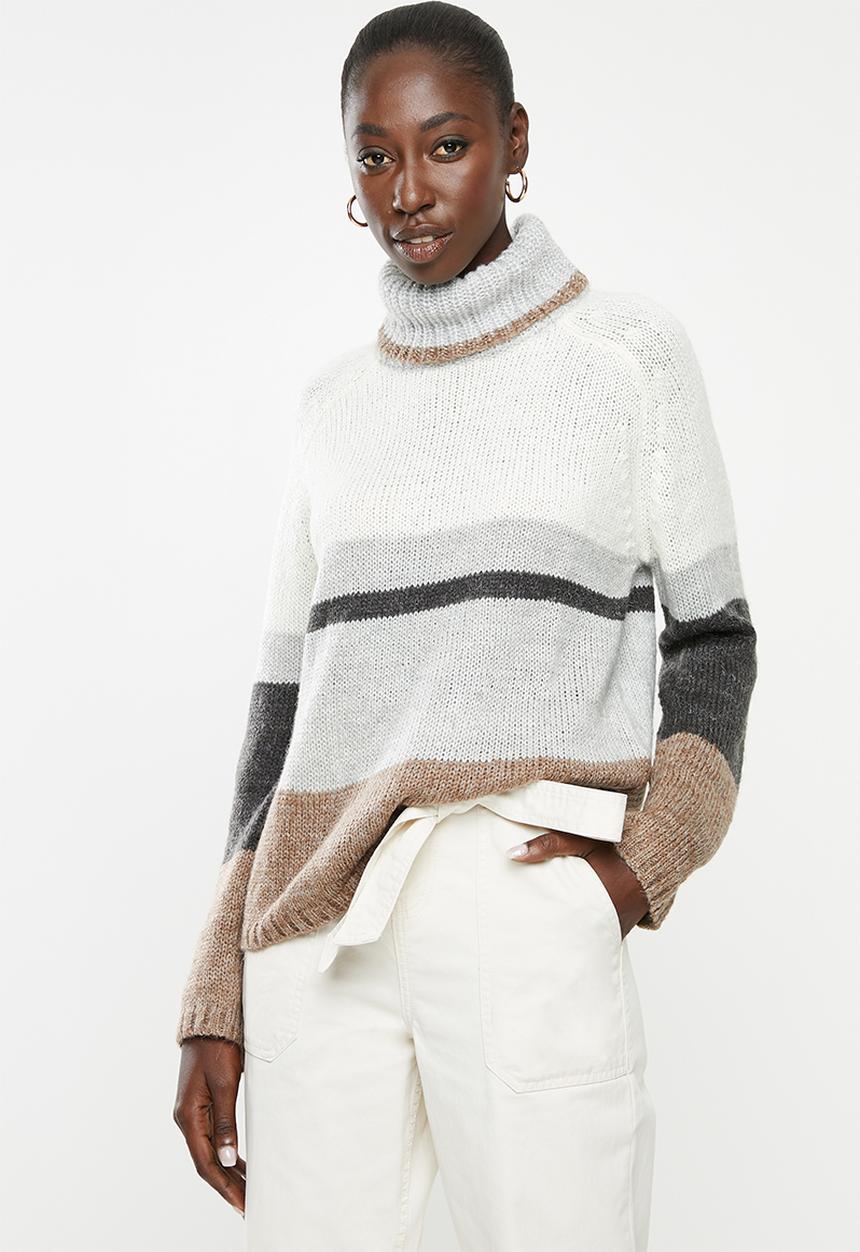 Jacqueline de Yong - Cordelia long sleeve Hi-neck pullover knit - multi