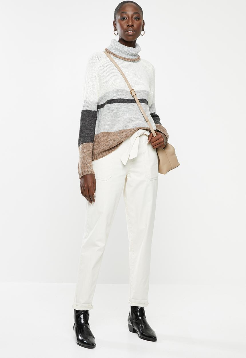 Jacqueline de Yong - Cordelia long sleeve Hi-neck pullover knit - multi