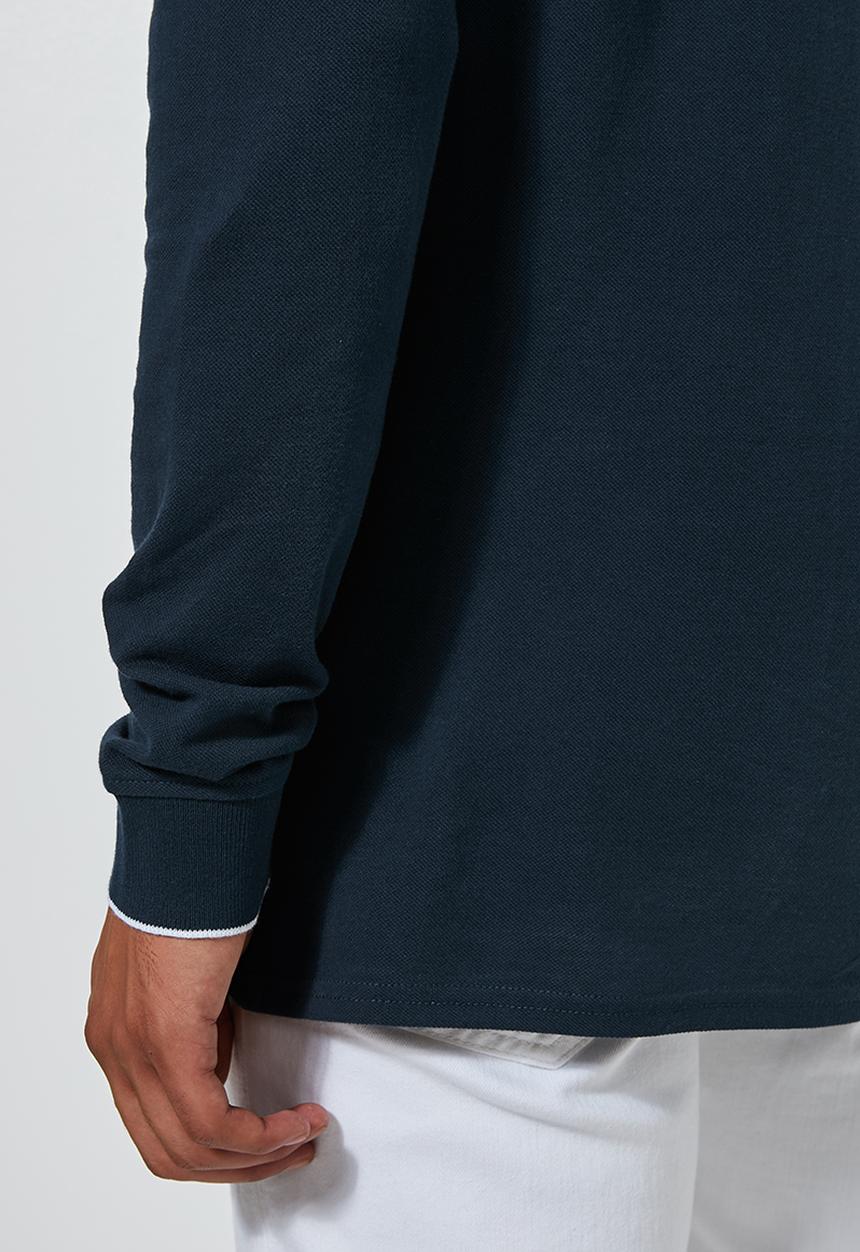 Superbalist - Pique slim fit zip golfer - navy