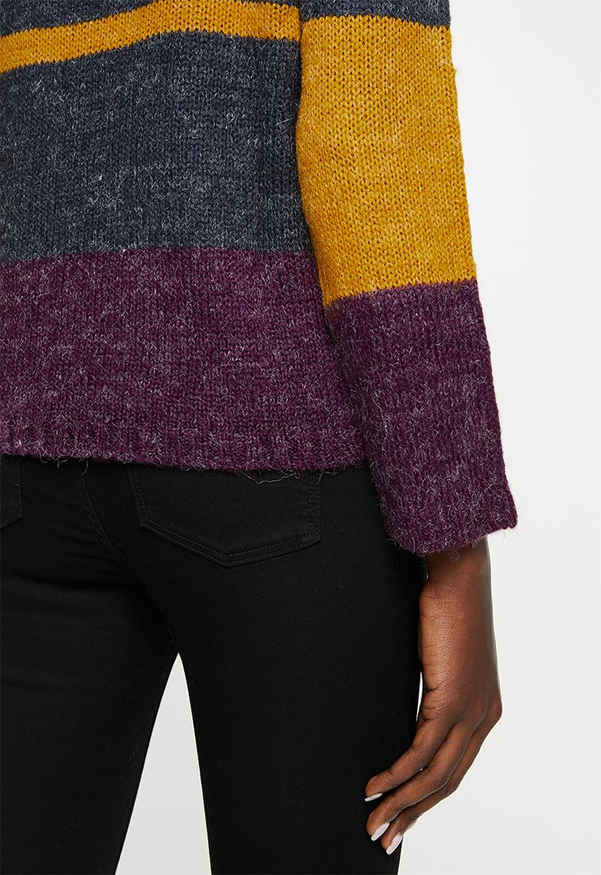 Jacqueline de Yong - Cordelia long sleeve Hi-neck pullover knit - multi