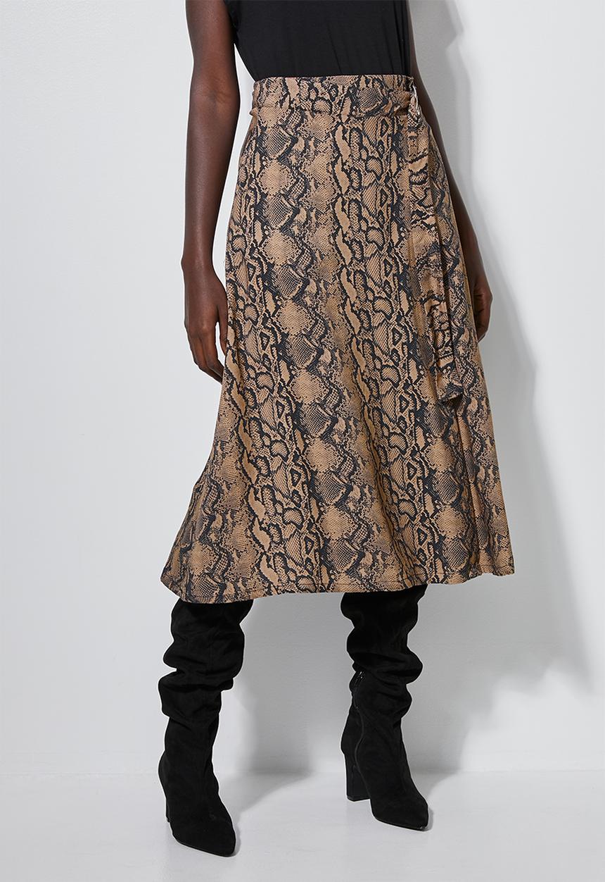 Superbalist - Wrap midi skirt - neutral snake