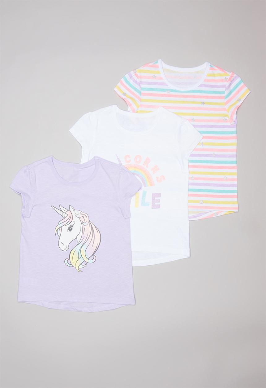 Pop Candy - Girls printed 3 pack short sleeve tee - multi
