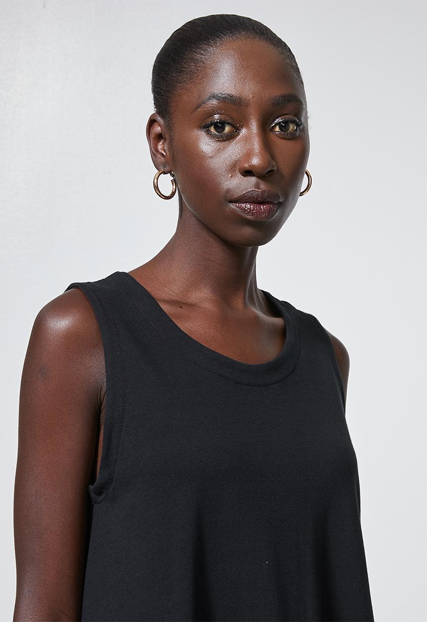 Superbalist - Combo fabric A-line dress- black & stone