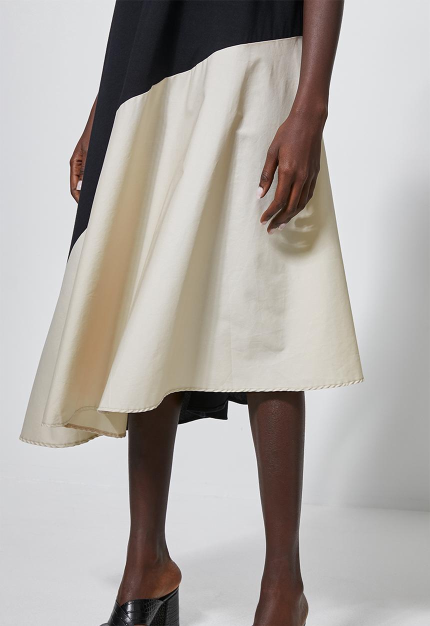 Superbalist - Combo fabric A-line dress- black & stone