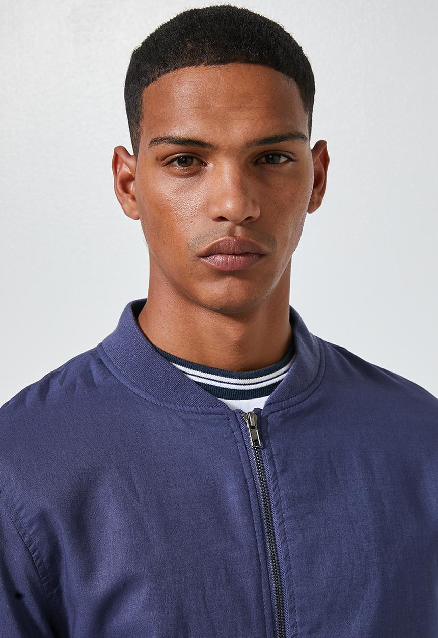 Superbalist - Lined linen bomber jacket - blue