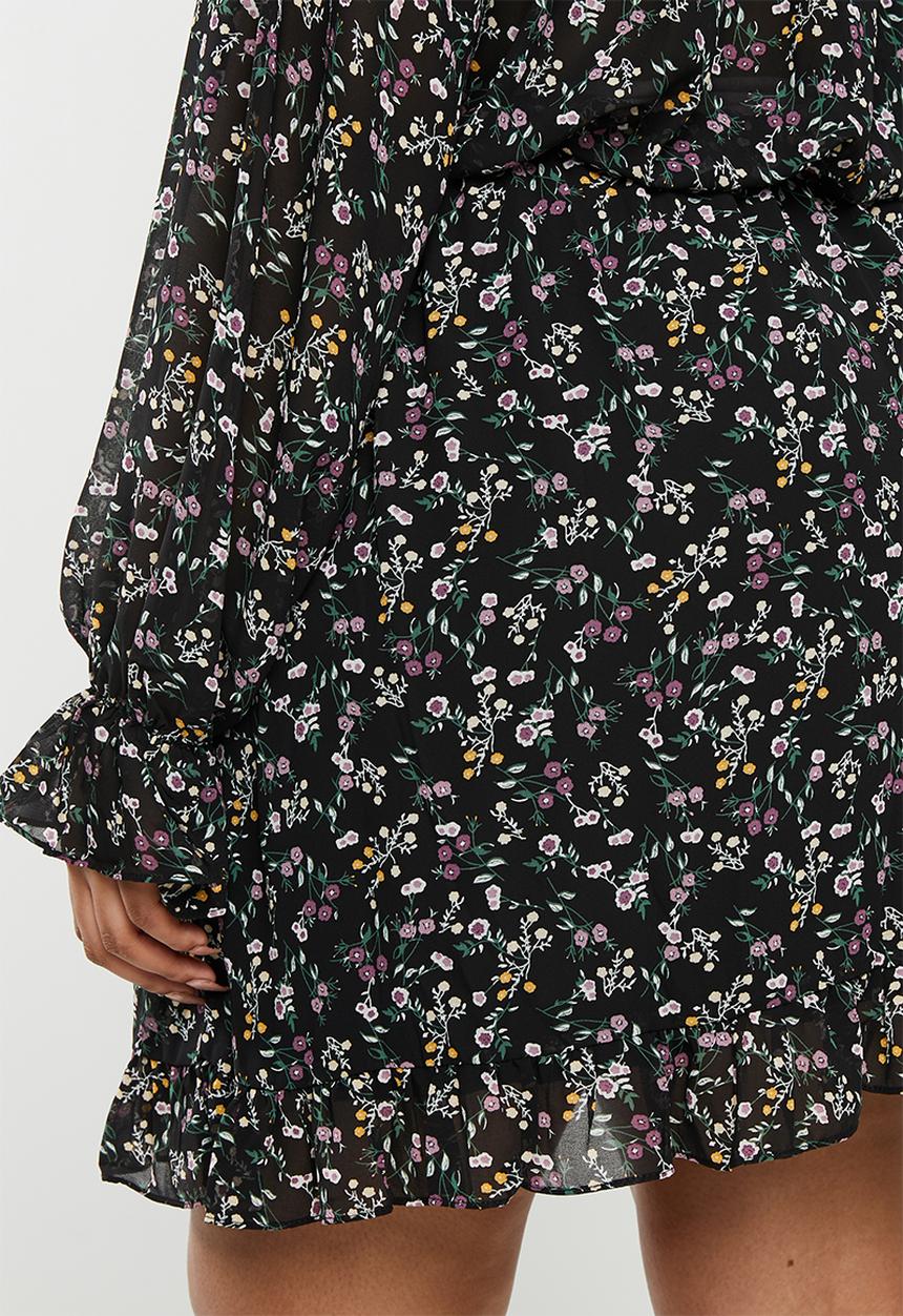 Missguided - Plus floral high neck key hole dress - multi